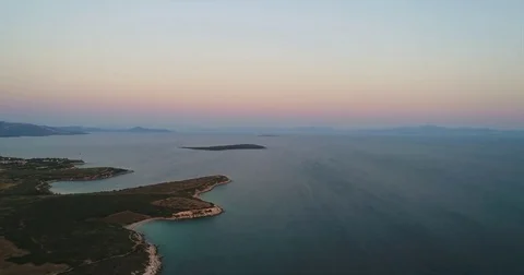 Aerial View Of Sunset By The Sea Stock Footage 77381680