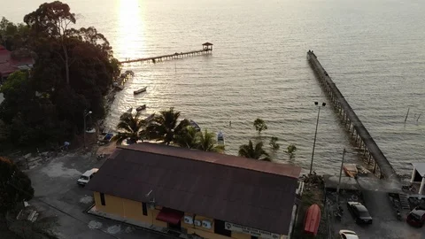Aerial view of sunset at seaside. Stock Footage 104228381