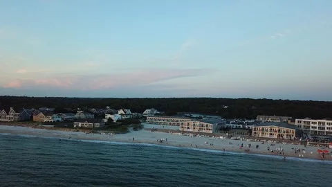 Aerial view at sunset of Silver Crest Beach 動画素材 92965780
