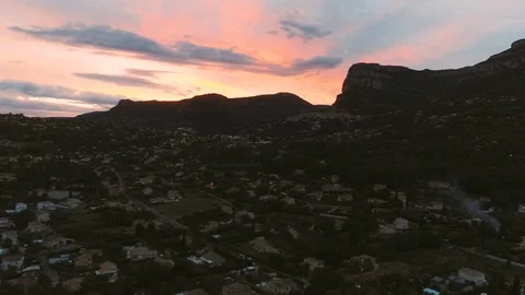 Aerial View At Sunset Of The Small Town. Video stock 112349886