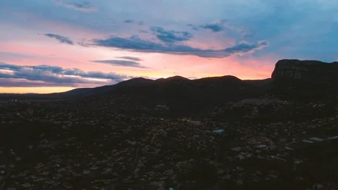 Aerial View At Sunset Of The Small Town. Vídeos de archivo 112753872