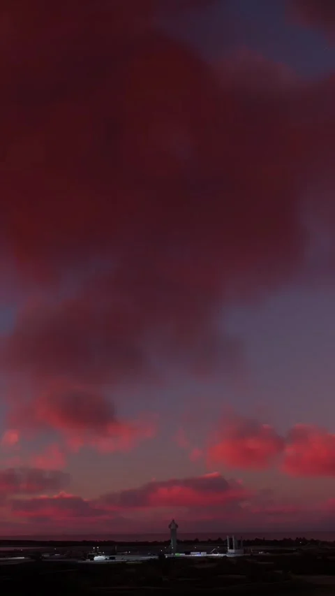 Aerial view at sunset of the Space Rocket Launch Site in Boca Chica. Texas Video stock 284489412