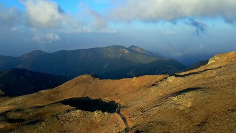 Aerial view sunset time mountain peak Stock Footage 327962522