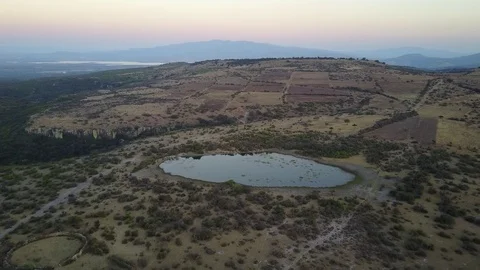Aerial view of sunset on unique ranch landscape in Mexico Vídeos de archivo 79712347