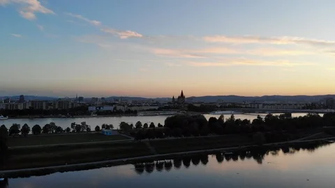 Aerial view of sunset in vienna Stock Footage 116712850