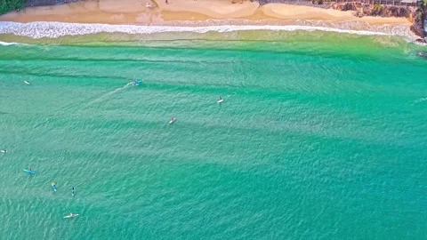 Aerial view of surf break along Noosa National Park coastline Australia 스톡 동영상 335448107