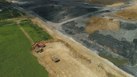 Aerial View of Surface Coal Mining in Indiana 11 Stock Footage 236257459