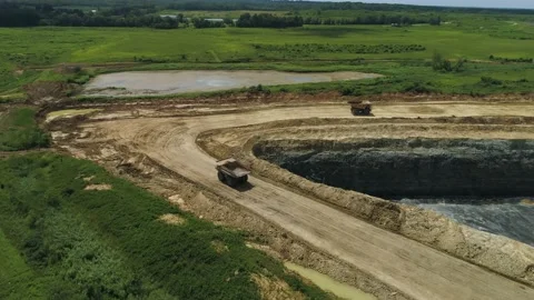 Aerial View of Surface Coal Mining in Indiana 14 Stock Footage 236258273