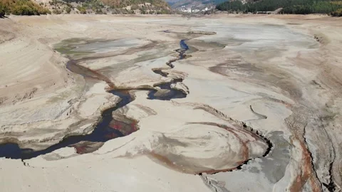 Aerial view of surface of a dry lake Video stock 143940132