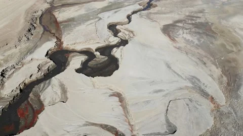 Aerial view of surface of a dry lake Stock Footage 143940142