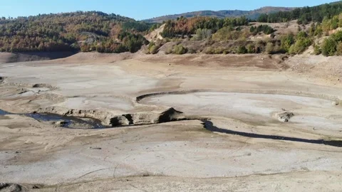 Aerial view of surface of a dry lake Video stock 143940145
