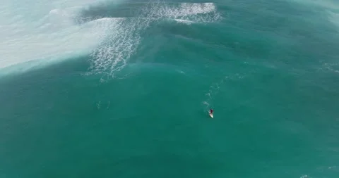 Aerial view of Surfer. Ocean waves seen from above. Person surfing Stock Footage 191723294