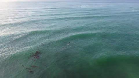 Aerial View of Surfers in Action on Waves at the Beach Video stock 150724276