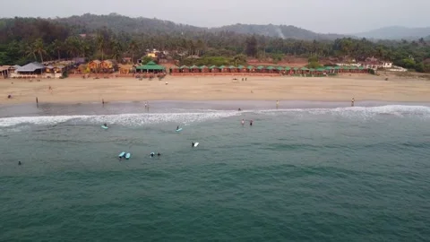 AERIAL VIEW OF SURFERS Stock Footage 314853044