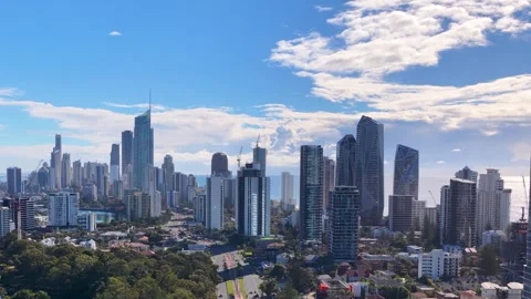 Aerial View of Surfers Paradise Skyline and Gold Coast Cityscape Stock-Footage 341908897