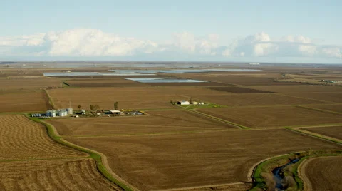 Aerial view of Sutter rice fields Northern California Stock Footage 64793228