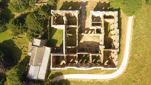 Aerial View Sutton Hall 18th Century British Stately Home Derbyshire UK Video stock 94138825