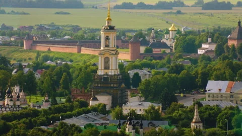 Aerial view of Suzdal Kremlin and old town in Russia Stock Footage 337008149