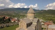 Aerial View To Svetitskhoveli Church And Mtskheta City, Georgia Stock Footage