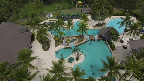 Aerial View of Swimming Pool &amp; Beach 動画素材 243720113