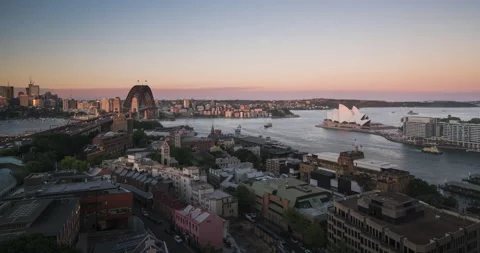 Aerial view of Sydney with Harbour Bridge, Australia Stock Footage 147933341