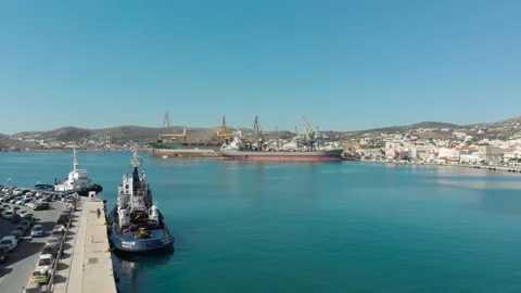 Aerial view of Syros Stock Footage 130250393