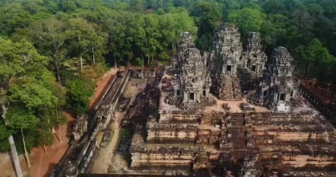 Aerial View of Ta Keo Temple, Angkor Wat Complex part, Siem Reap, Cambodia Stock Footage