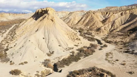 Aerial view of Tabernas desert landscape film set  for Lawrence of Arabia Stock Footage