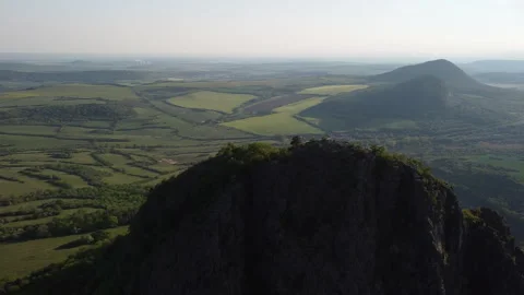 Aerial view of a table mountain in the Czech Highlands Stock Footage 161108676