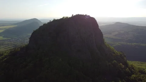 Aerial view of a table mountain in direct sunlight Stock Footage 161108962