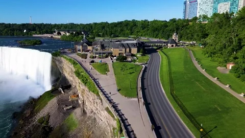 Aerial View of Table Rock Centre Beside Horseshoe Falls Video stock 337401666