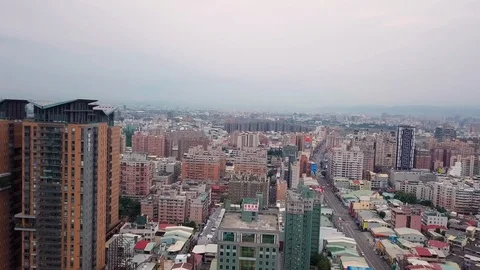 Aerial view of Taichung City, Taiwan Stock Footage