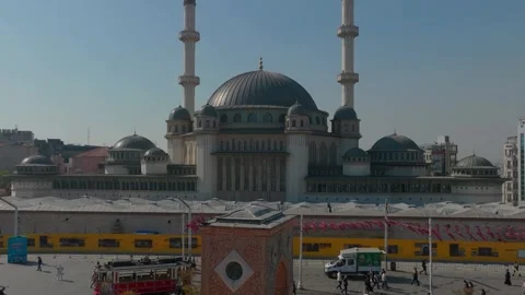 Aerial view of Taksim Square in Beyoglu, Istanbul, Turkiye. Stock Footage 340867717