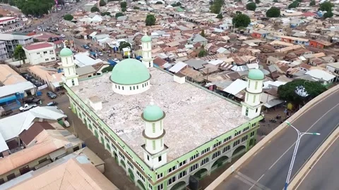 Aerial view Tamale Central Mosque, Northern Ghana Stock Footage 322772417