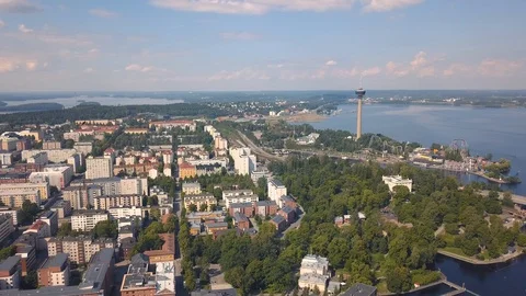 Aerial view of Tampere Stock Footage 92274009