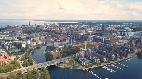 Aerial view of Tampere Stock Footage 92274367