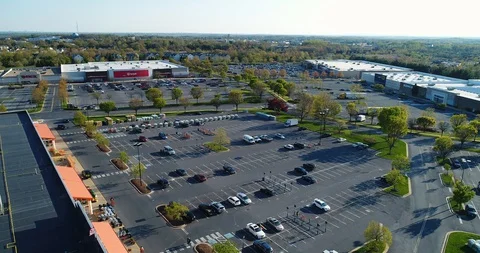 An aerial view of Target and other large stores in Germantown Stock Footage 129200225