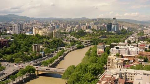 Aerial view of Tbilisi Stock Footage 194183474