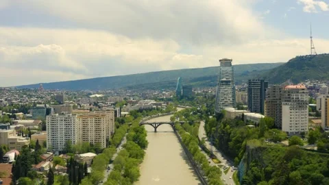 Aerial view of Tbilisi Stock Footage 243753524