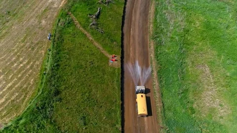 Aerial view of technical car washes racing track Stock Footage 76857911