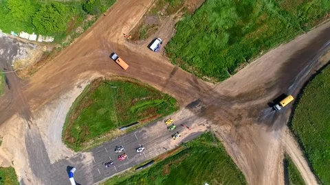 Aerial view of technical car washes racing track Stock Footage 76858326