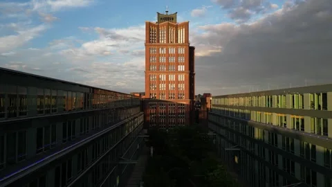 Aerial view of Tegel Berlin. 4K Drone footage - Borsig Turm Stock Footage 247614360