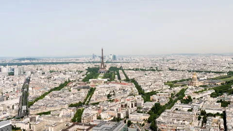 Aerial view of teh Eiffel Tower in Paris, France Stock Footage 247131367
