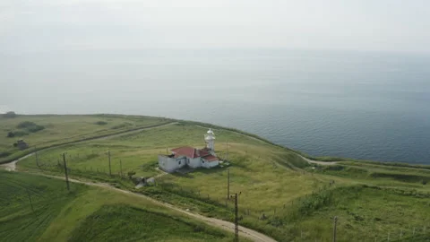 Aerial view of Tekirdah Lighthouse. 4K Footage in Turkey. Blacksea and Stock Footage 234591702