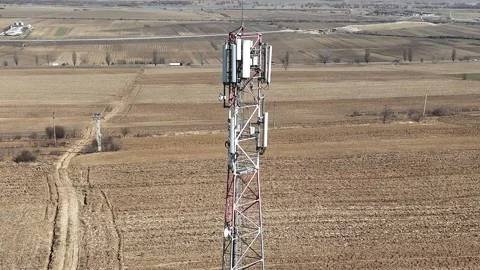Aerial view of telecommunication tower Stock Footage 330515108