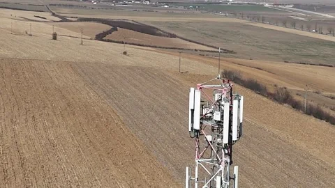 Aerial view of telecommunication tower Video stock 330515111