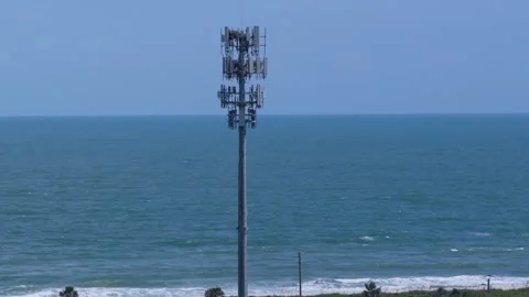 Aerial view of telecommunications cell tower in Summer Haven, United States. Stock Footage 346646742