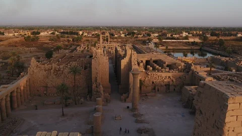 Aerial View Of Temple Of Amun, Karnak, Luxor, Egypt Stock Footage