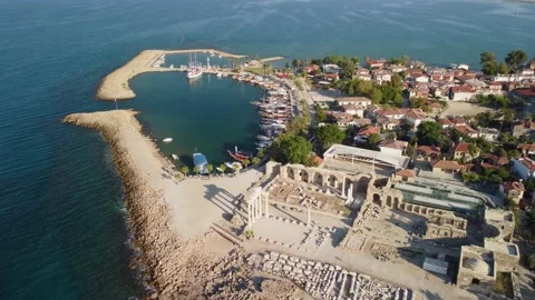 Aerial view of the Temple of Apollo in Side, Turkey Stock Footage 170188840