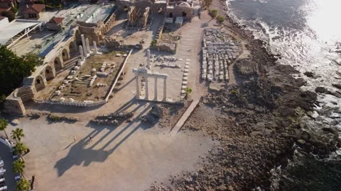 Aerial view of the Temple of Apollo in Side, Turkey Stock Footage 231553959